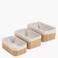 MHome  3-Piece Bamboo Basket - Bathroom and Kitchen Organizer, Wicker Organizer Set