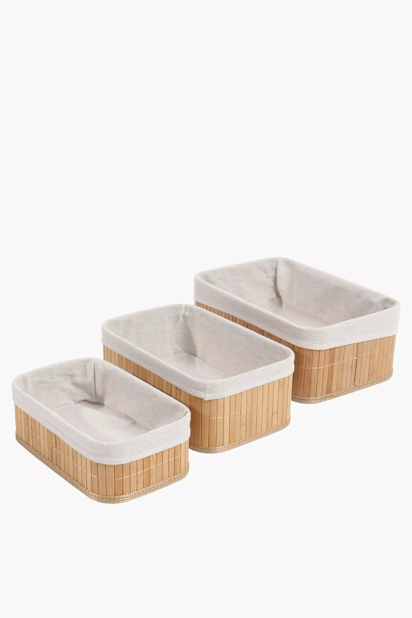 MHome  3-Piece Bamboo Basket - Bathroom and Kitchen Organizer, Wicker Organizer Set