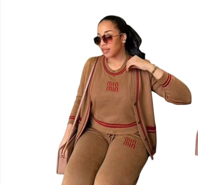 Ladies Trendy Knitted Tracksuit 3pc -Various Colours