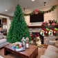 Christmas Tree Artificial Hinged Xmas Tree fire-Resistant and Non-allergenic Christmas Ornament with 850 Branch Tips Foldable Metal Stand Holiday Decoration Tree for Home Office Party 2.2M Height