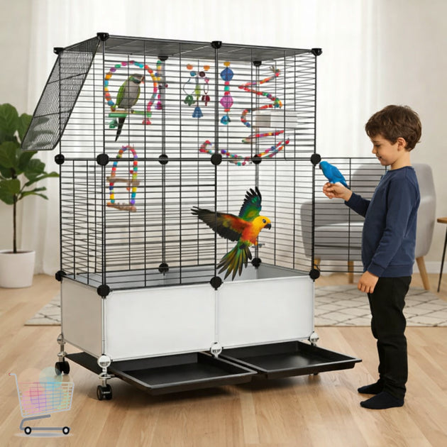 Modular Mobile
Bird Cage - Spacious 74cm x
37cm x 152cm Bird
Enclosure with Multi-Door