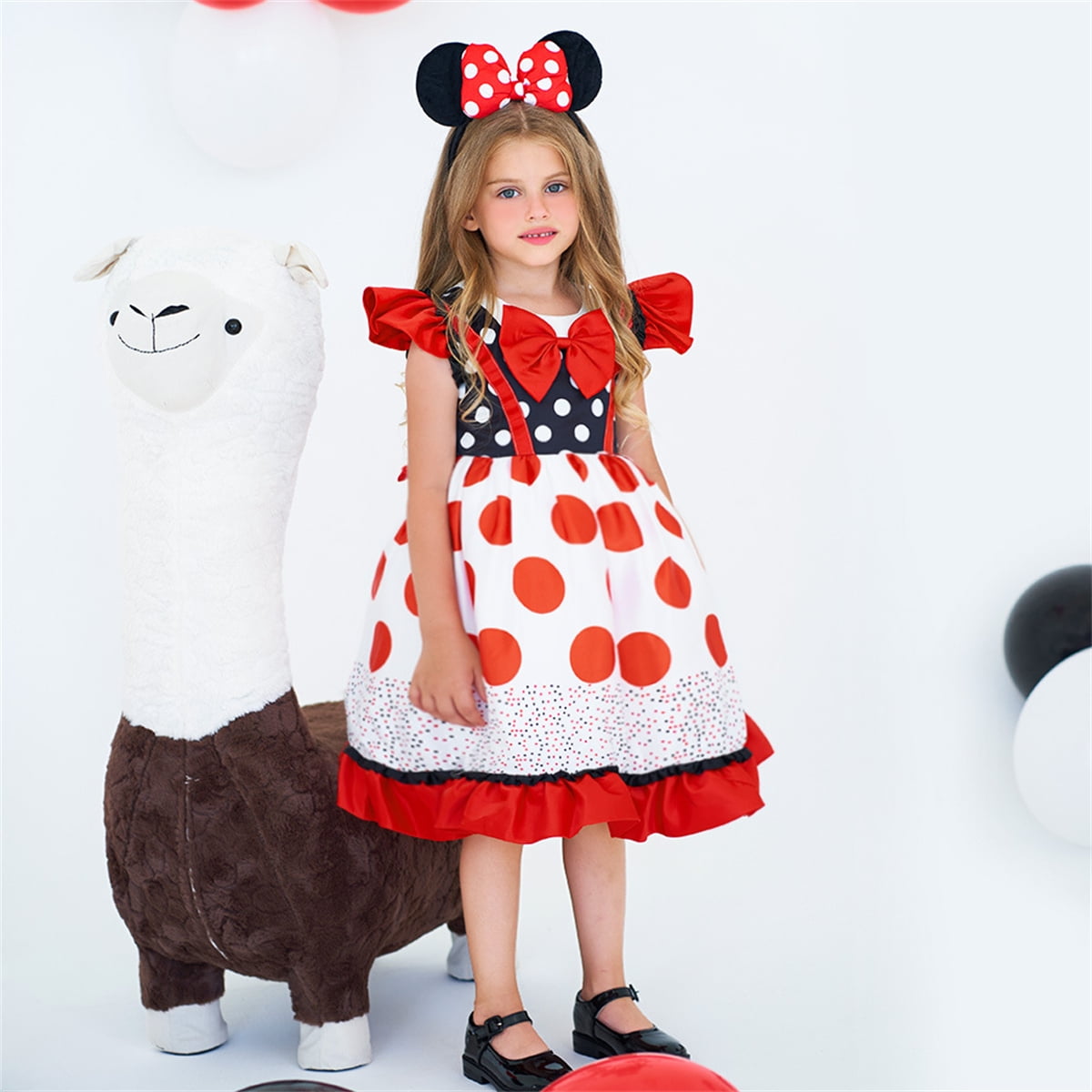Girls Minnie Princess Dresses Mini Dress for Girls Minnie Costume Polka Dot Dress-Various Sizes