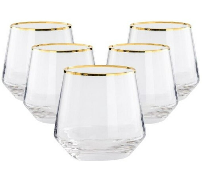 Elegant Gold Rim Gobelet Crystal Whiskey, Liqueur Glasses Set Of 6pc