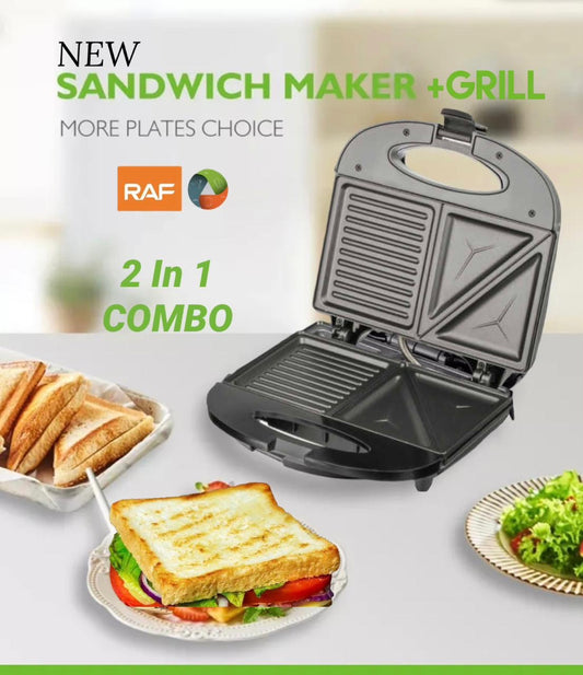 RAF R.212 2-in-1 Electric Sandwich Toaster & Grill – 750W Non-Stick Press With Cool Touch & Locking Lid