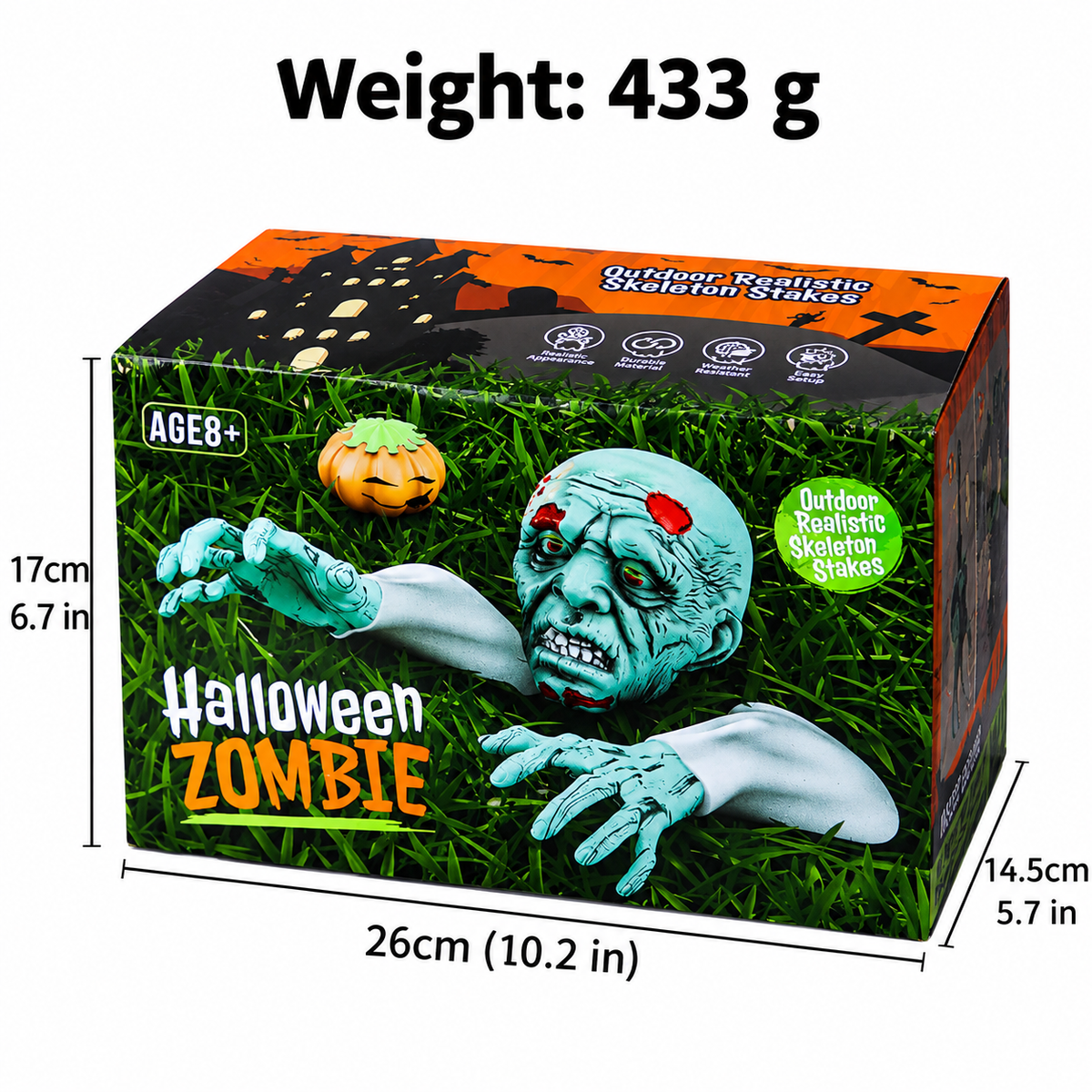Halloween Zombie Garden Stakes: 3-Piece Outdoor Yard Decoration Set