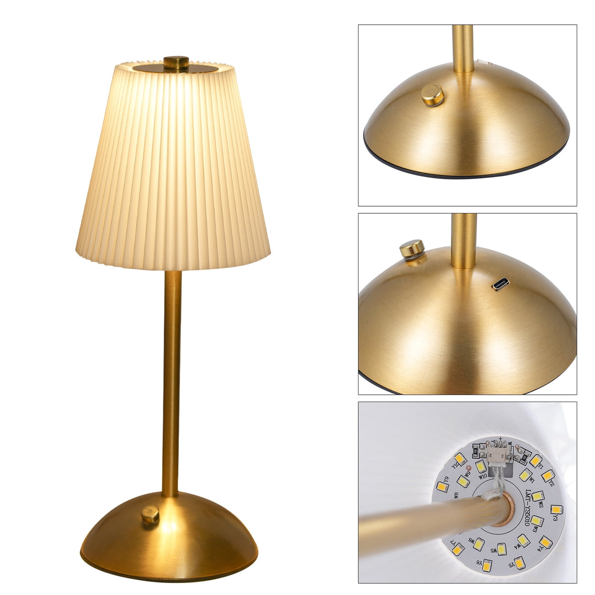 MHome Pleated Shade LED Table Lamp, USB Powered Touch Control with 4 Colour Modes