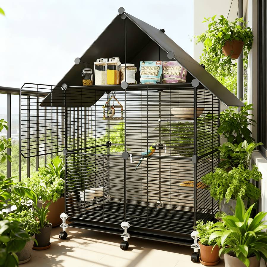 Modular Model Birdcage Black With Wheels Style A