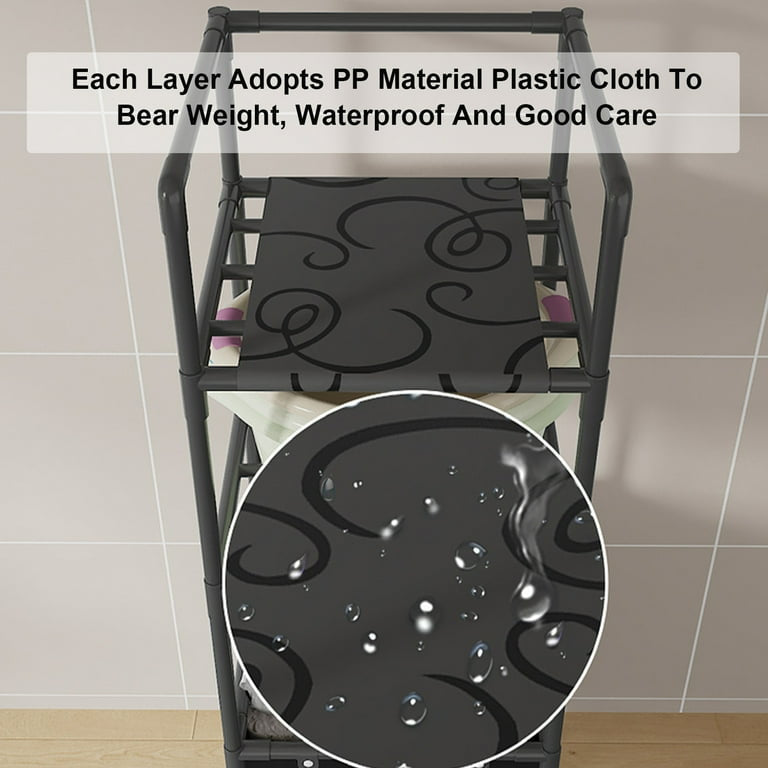 MHome 3-Tier Laundry Hamper Rack - Stainless Steel Storage with Dirty Clothes Basket, Suitable for Bathroom Toiletries, Compact Organizer for Bathroom or Laundry Room