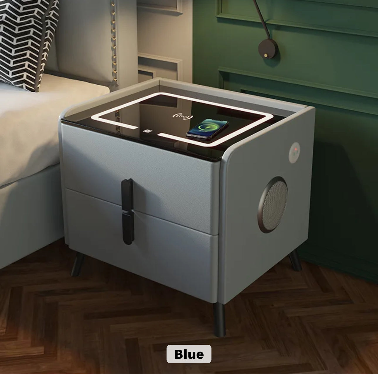 Smart Bedside Table BT, USB + LED +WIRELESS Charger - Various Colours