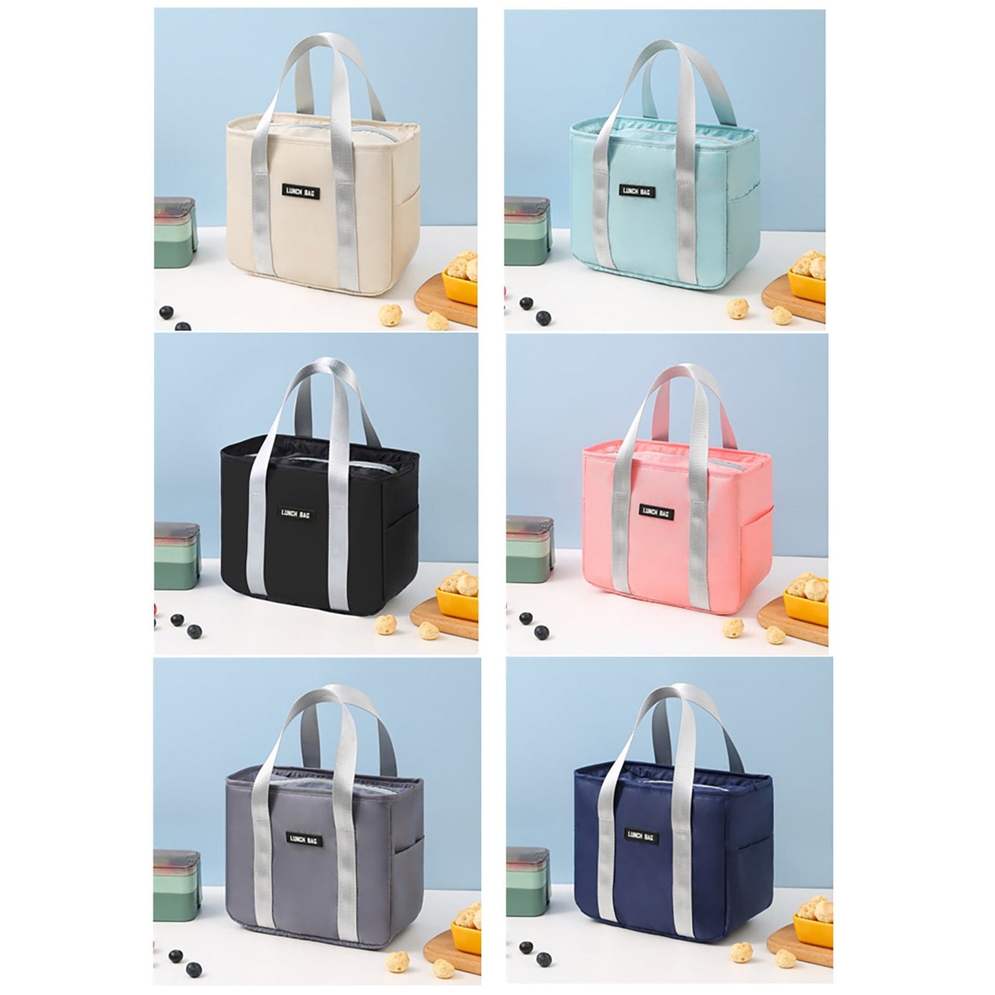 MHome Lunch Bag Insulated Lunch Box, Small Leakproof Cooler Food Lunch Containers Reusable High Capacity Lunch Tote Bags for Work, Travel, Outdoor-Various Colours