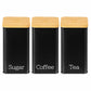 MHome 3pc Sugar,Tea & Coffee Canister Set-Various Colours