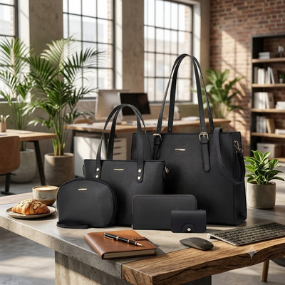 Women’s 4-Piece Business Handbag Set – Stylish Tote & Accessories