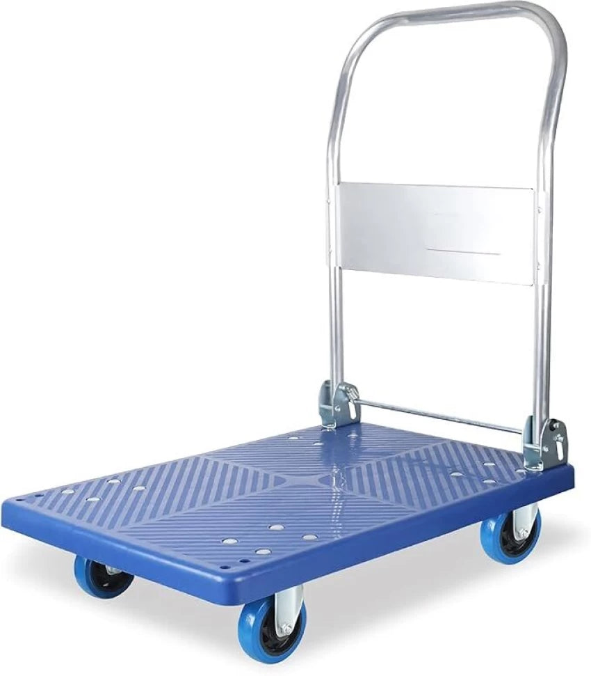 MHome Folding Plastic Trolley Cart - Silent Flatbed Hand Truck
