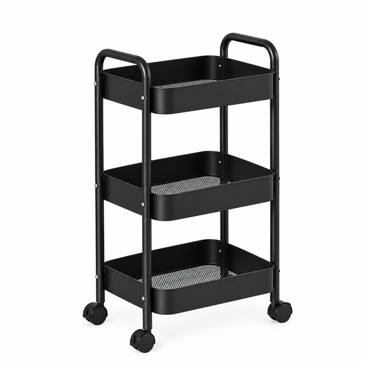 MHome 3 Tier Rolling Storage Cart with Wheels, Carbon Steel, 45x30x78cm