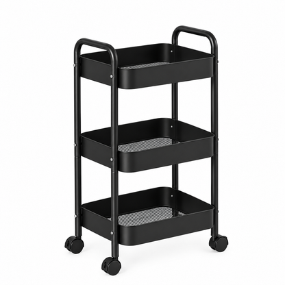 MHome 3 Tier Rolling Storage Cart with Wheels, Carbon Steel, 45x30x78cm