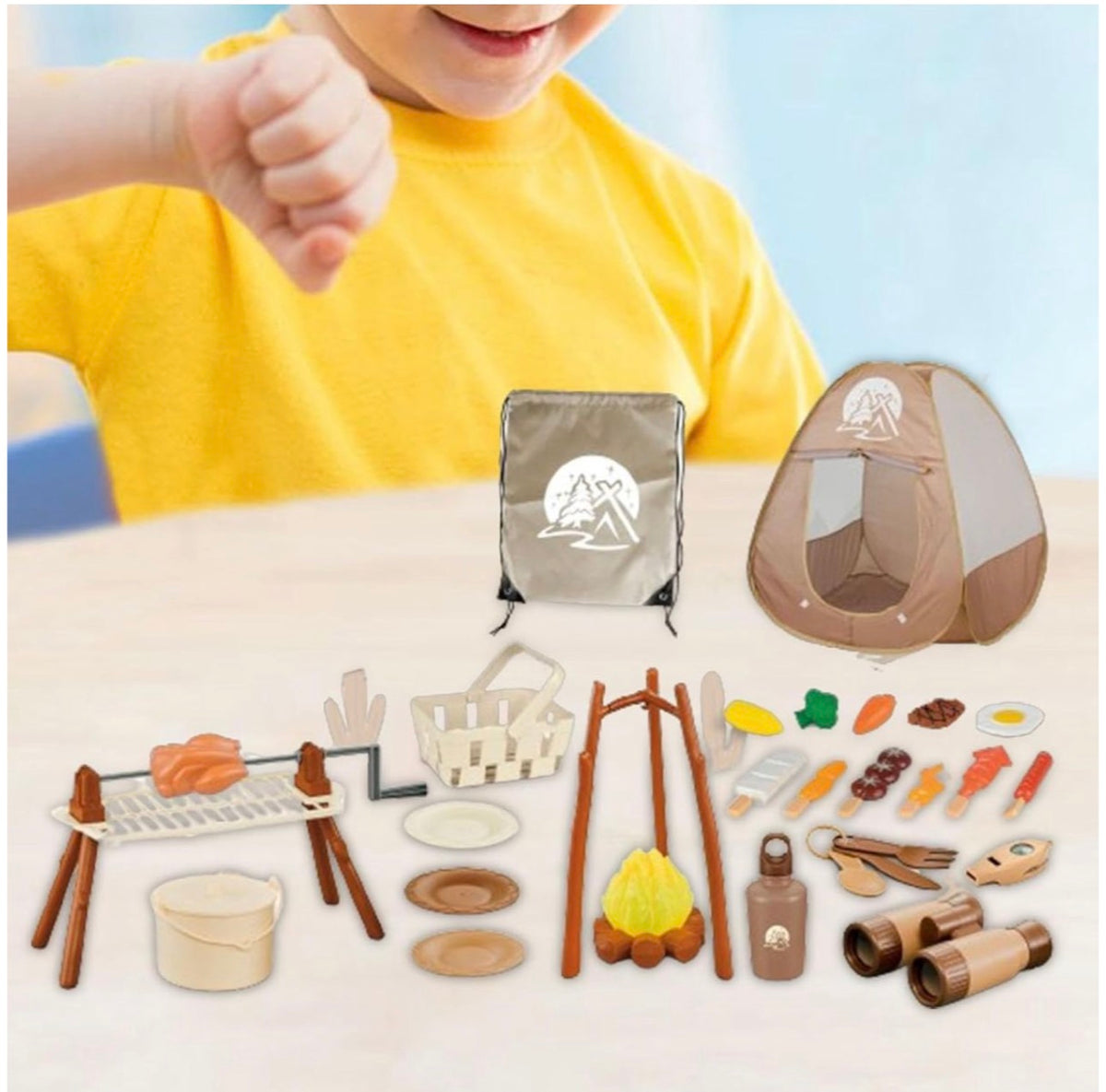 Pretend Play Camping Set Kids Outdoor Campfire Toy Camping Gear Toys for Children Picnic Utensils Toy Set Realistic Campfire Toy for Kids Outdoor Play Camping Toys Kids Camping Toy Set Pretend Play