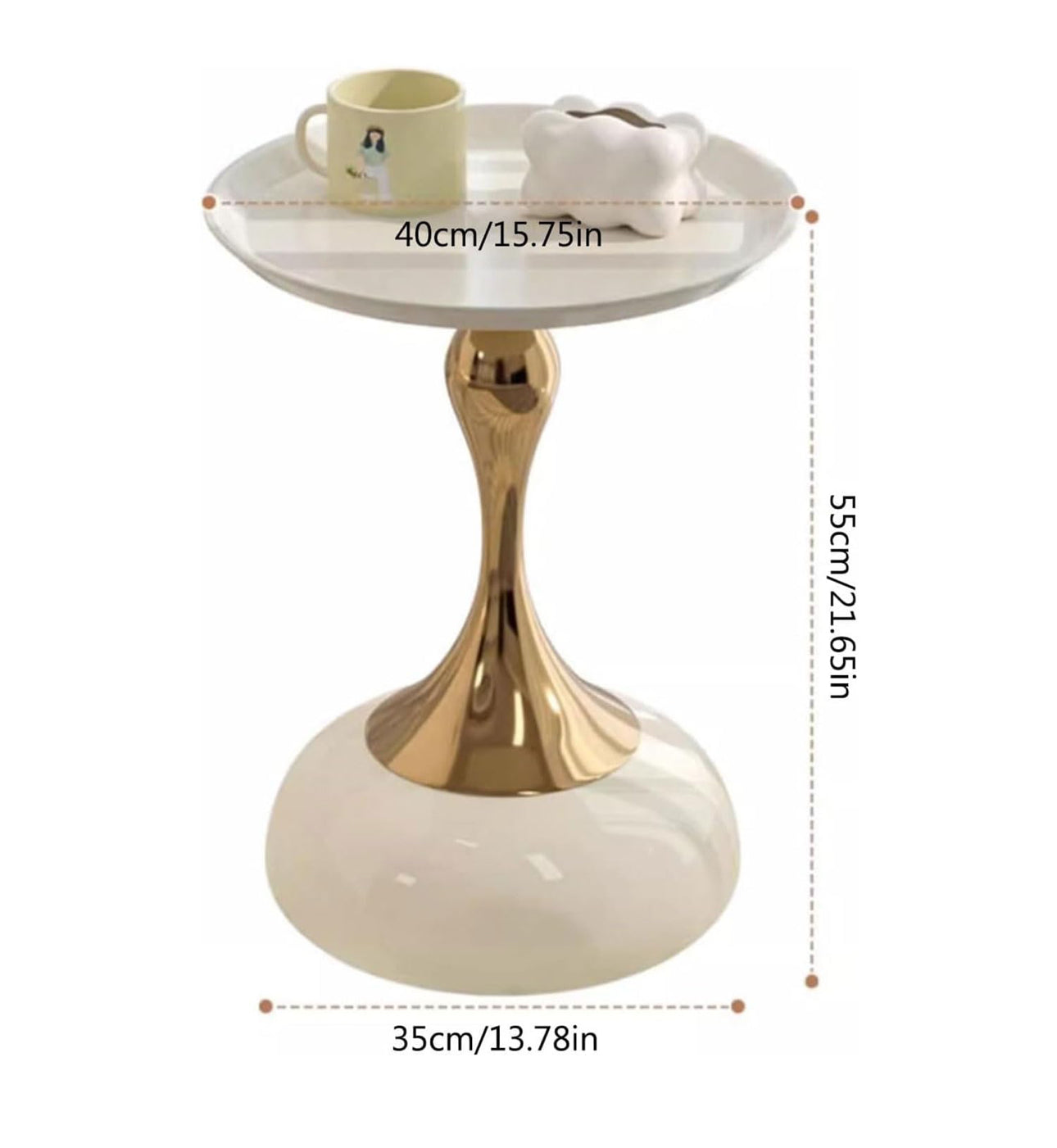 MFurn Small Round End Table – Modern Metal Pedestal Side Table for Living Spaces