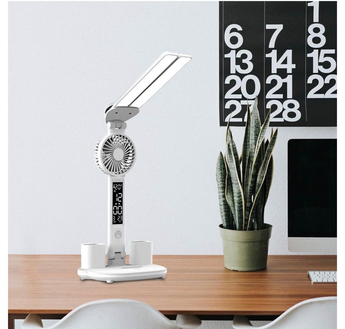 MTech 4-1 Table Lamp with Fan Pencil Holder Double Head Office Lamp USB LED Desk Lamp Plug in Home & Garden | Lamps, Lighting & Ceiling Fans