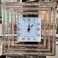 Crushed Diamond Mirrored Roman Clock Square 60cm Available In Gold or Silver