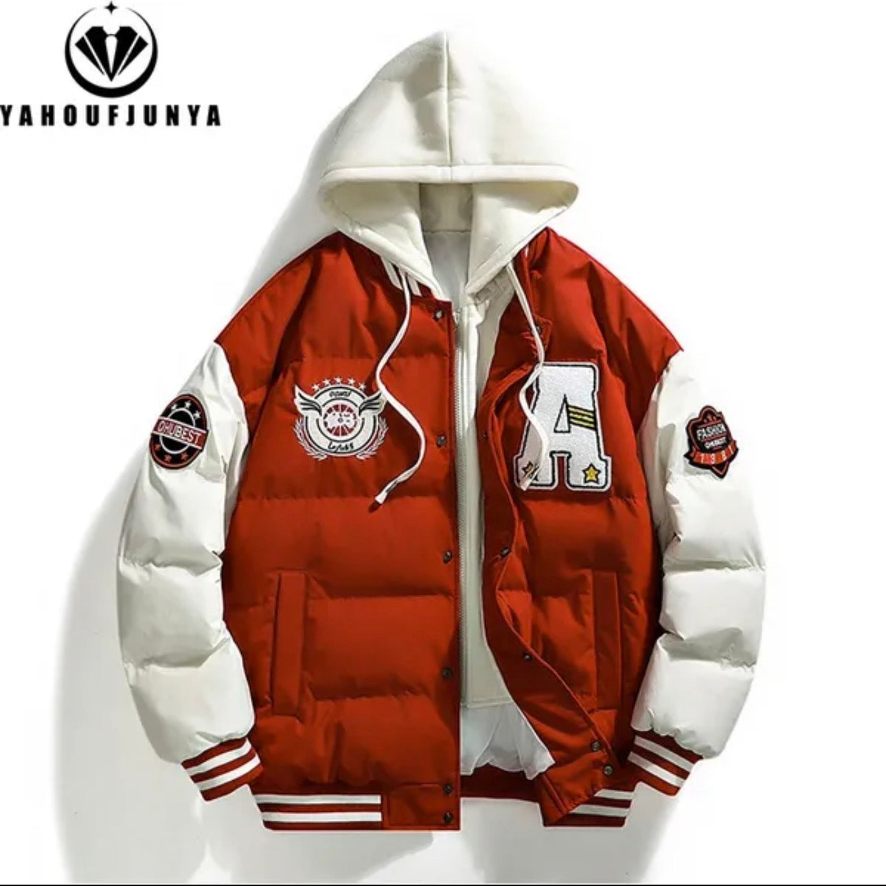 Men’s Windbreaker Drawstring Hooded Puffer Coat-Various Colours