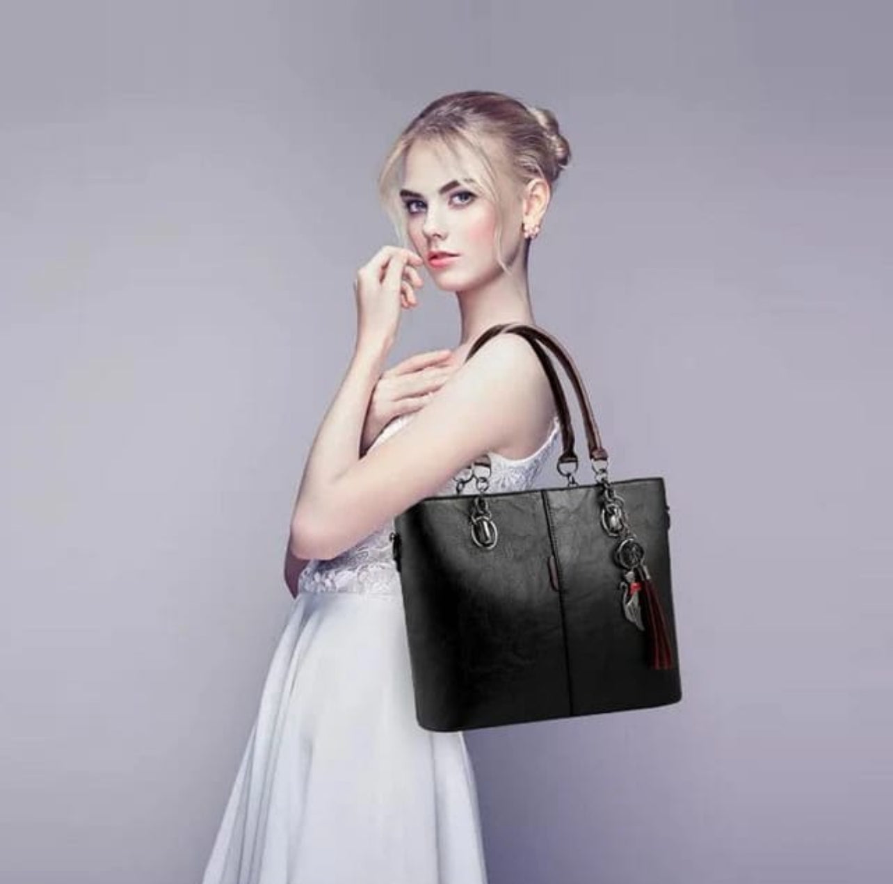 Ladies Designer Luxury Leather Handbags with Solid Shoulder Strap