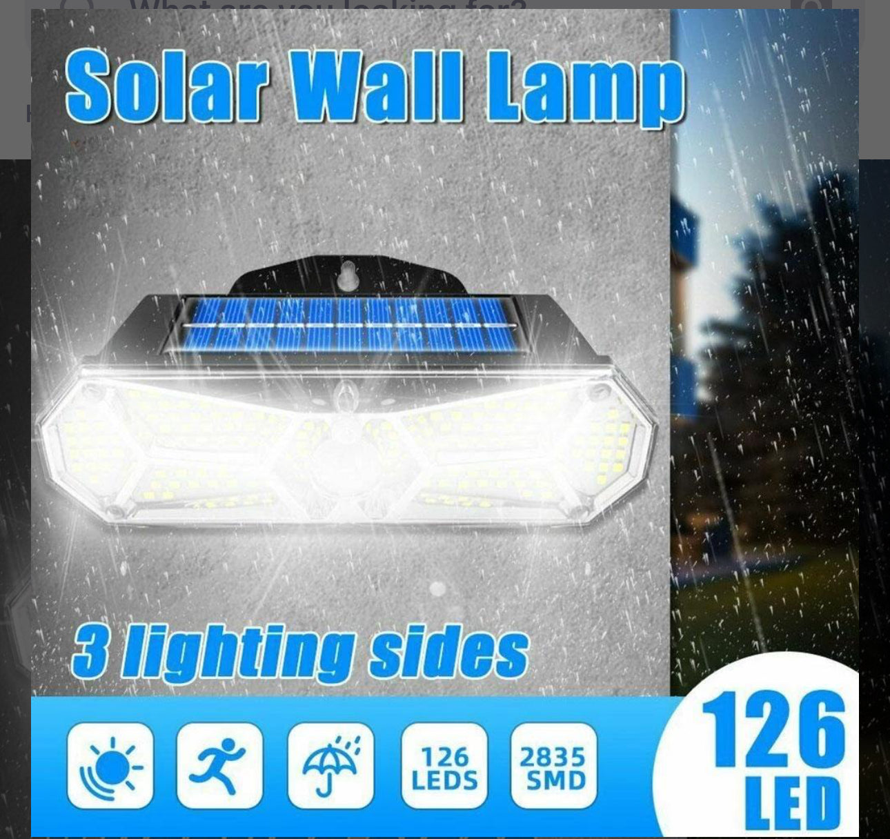 MTech Rechargeable Waterproof Solar Powered Wall 126COB Light With Smart Sensor Motion 2pc Pack