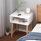 MFurn Contemporary White Wood Side Table – Modern Rectangle Bedroom Accent