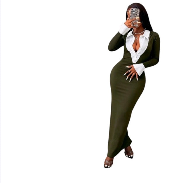 Ladies Trendy 2-in -1 Shirt & Maxi Dress - Various Colours