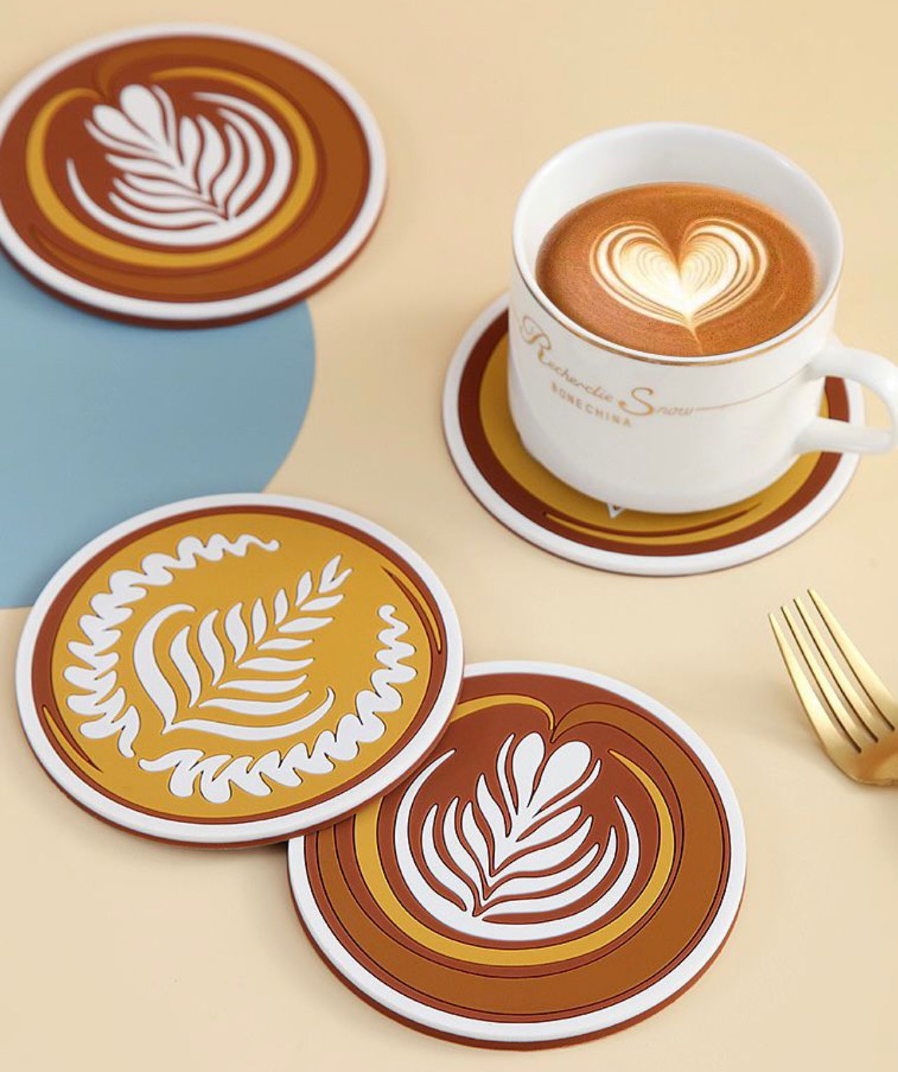 Coffee Coaster Set PVC 4pc