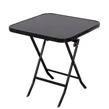 MFurn Patio Bistro Folding Coffee Table – Black Glass Top Outdoor & Indoor Square Table