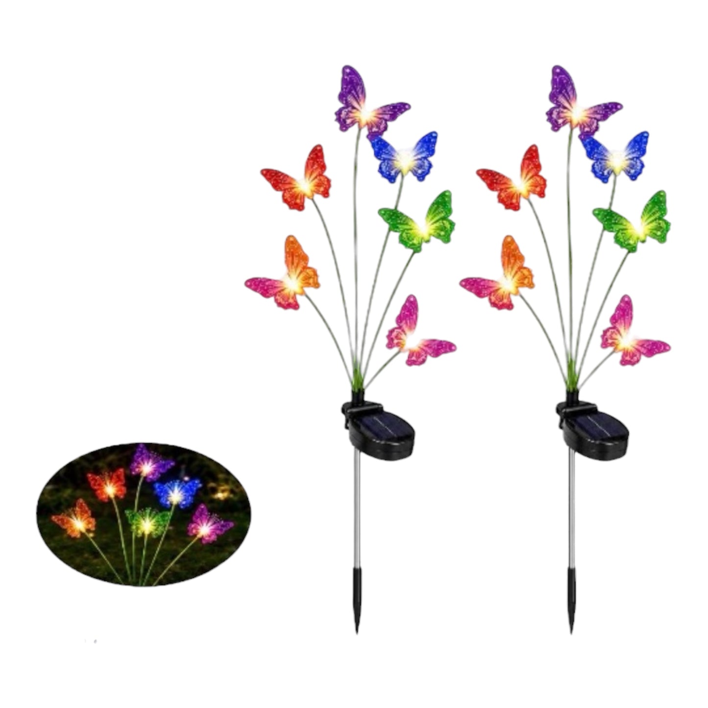 MHome Solar Butterfly Garden Stake Light 2pc