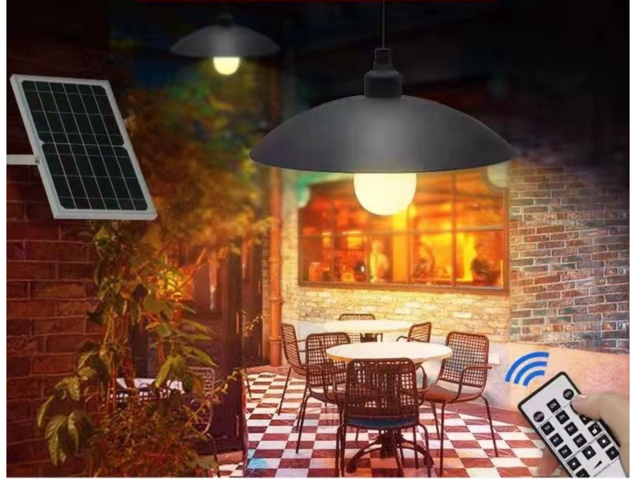 Solar LED Pendant Lights, Dusk to Dawn Auto Lamp with Remote Control