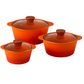 MHome 3-Piece Ceramic Cooking Pot Set with Glass Lids (Multiple Colors)