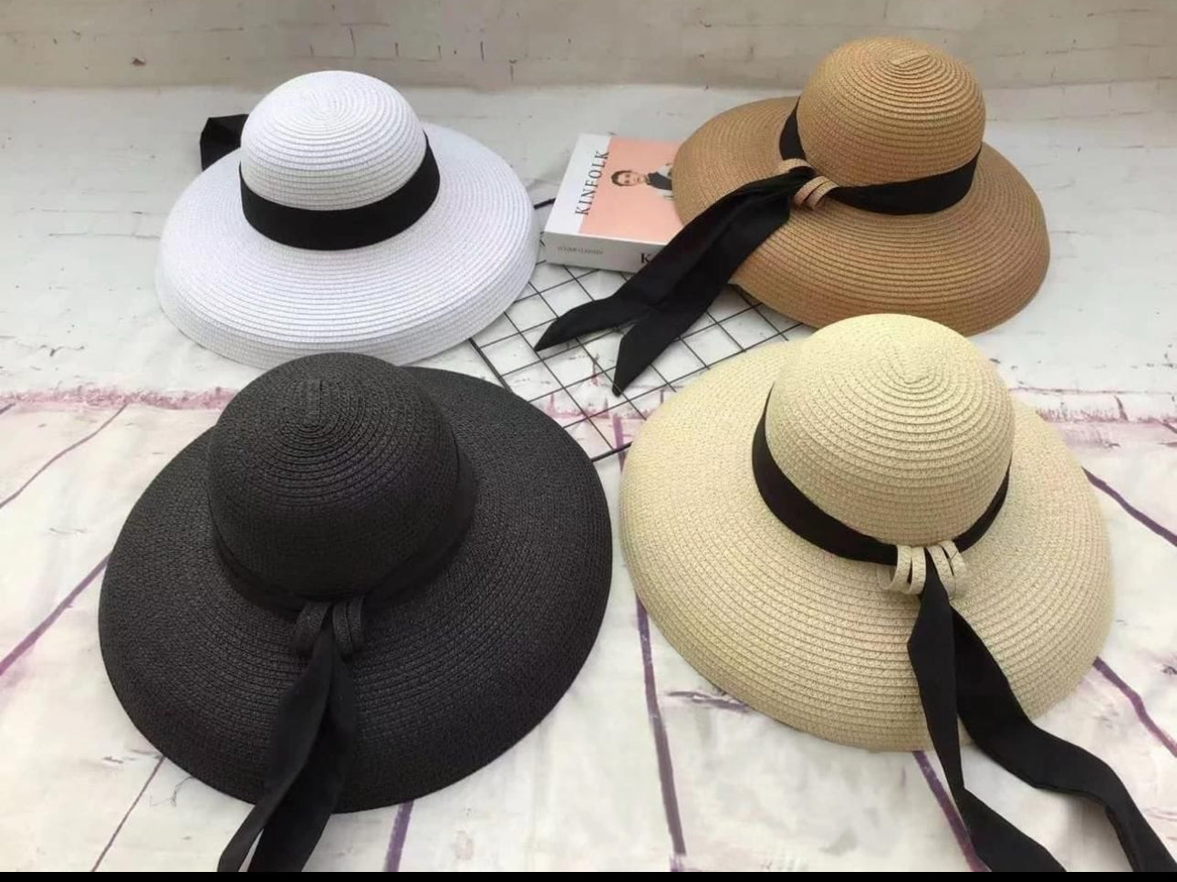 Ladies Big Bow Vintage Straw Sun Hat- Various Colours