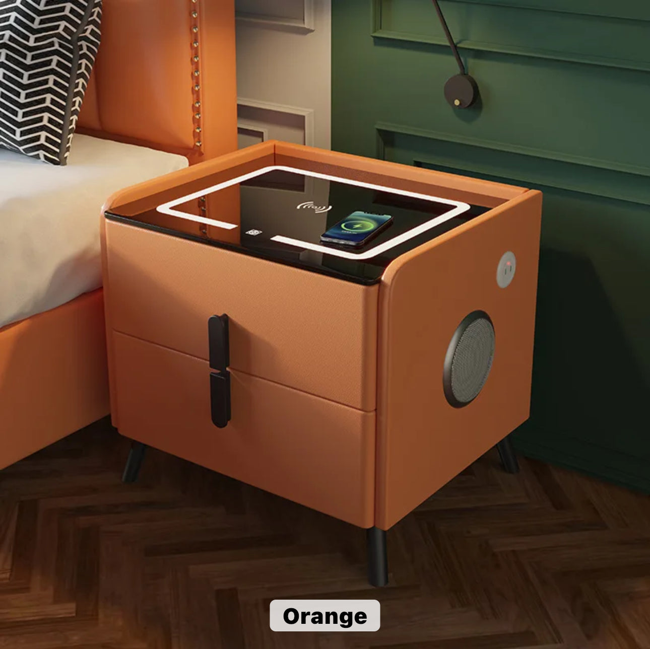 Smart Bedside Table BT, USB + LED +WIRELESS Charger - Various Colours