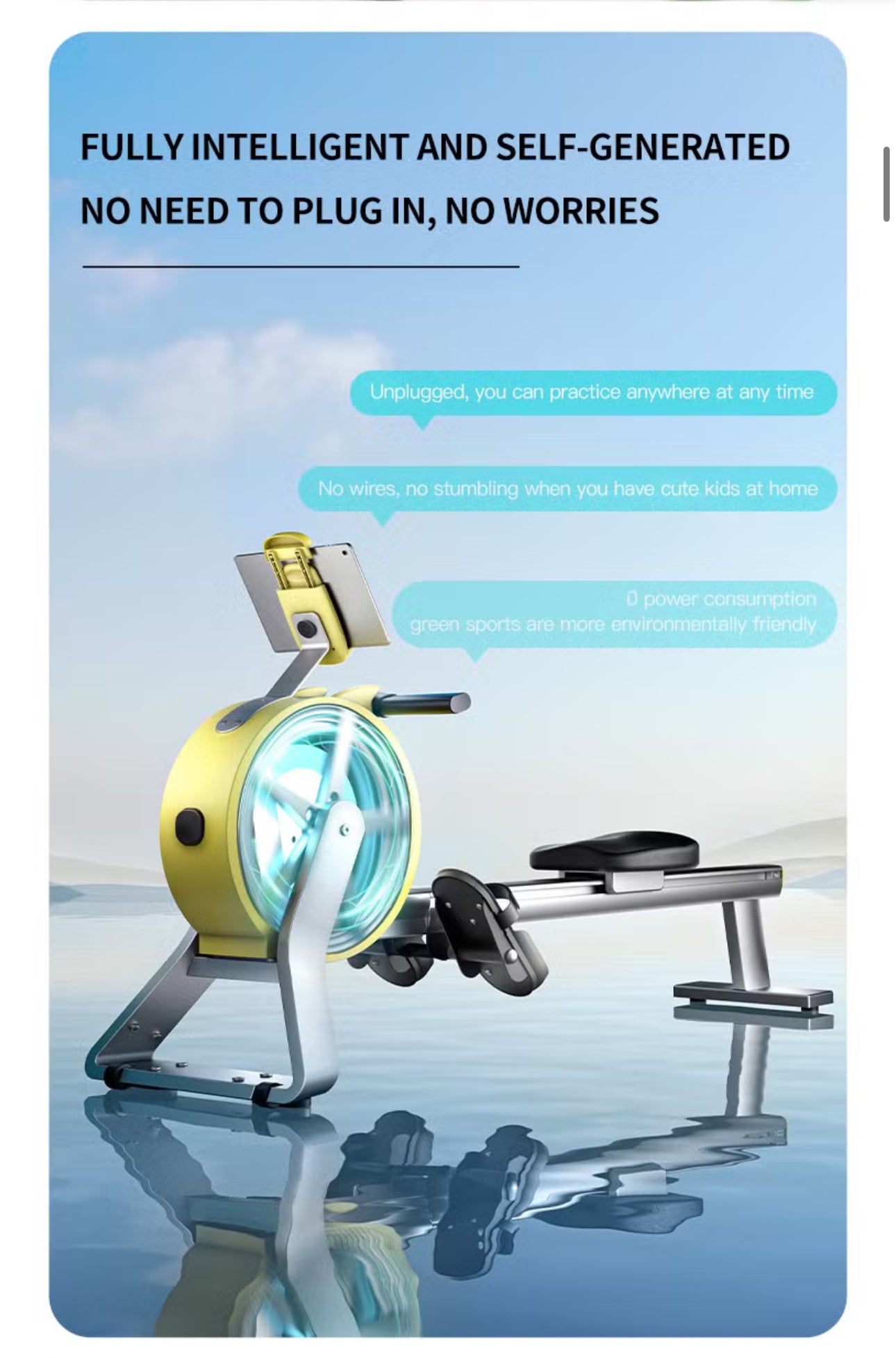 Pro-Sportz V3 Home Use Fitness Equipment Popular Cardio Exercise Machine Self Generating Rowing Machine