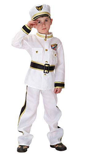 Boys Navy Admiral Halloween Cosplay Costume Police Uniform Role Play Dress up- Size 3/4yrs