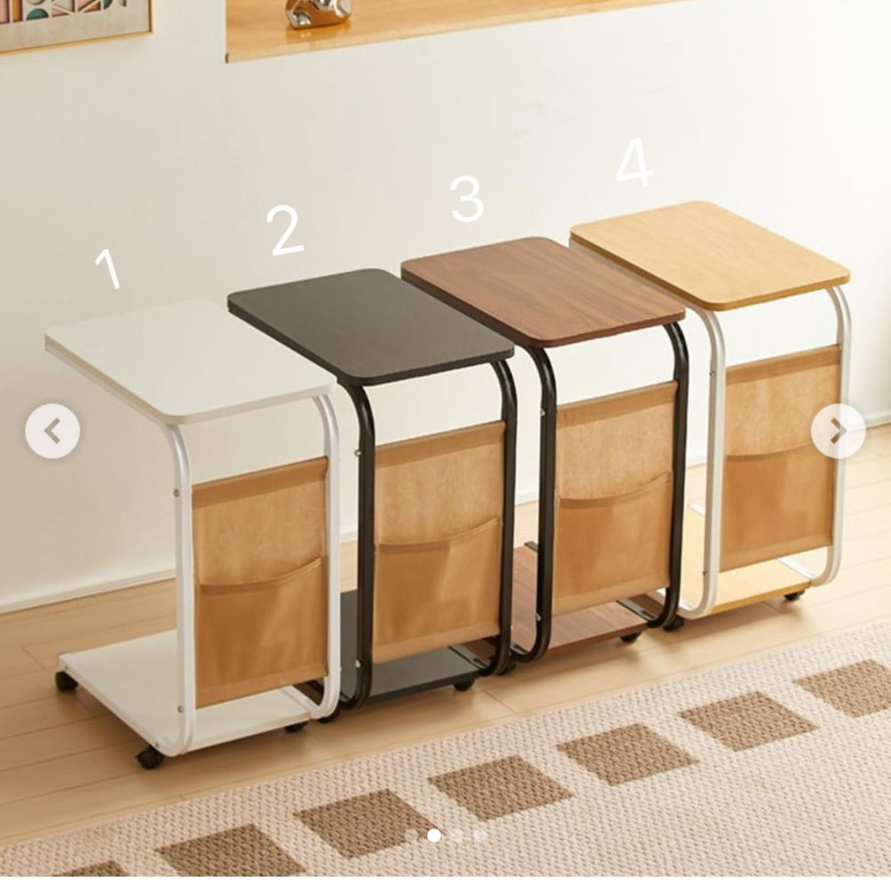 MFurn
Soft End Side Table with Wheels, Narrow Bedside With Magazine Pocket, Small Coffee Table For Bedroom, Living Room-Various Colours