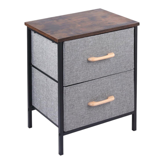 MFURN Fabric Storage Organiser/Drawer with Wooden Top and Metal Frame, Modern Dresser Storage Unit for Bedroom, Living Room, Office, Kids Room & Closet, Grey-Various Options