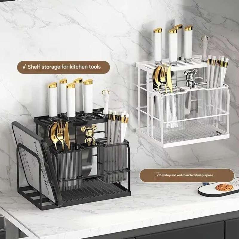 MHome Kitchen Knife & Utensil Holder Rack – Multi-Functional Storage Organizer