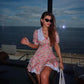 Ladies Floral Print Ruffle Mini Dress
