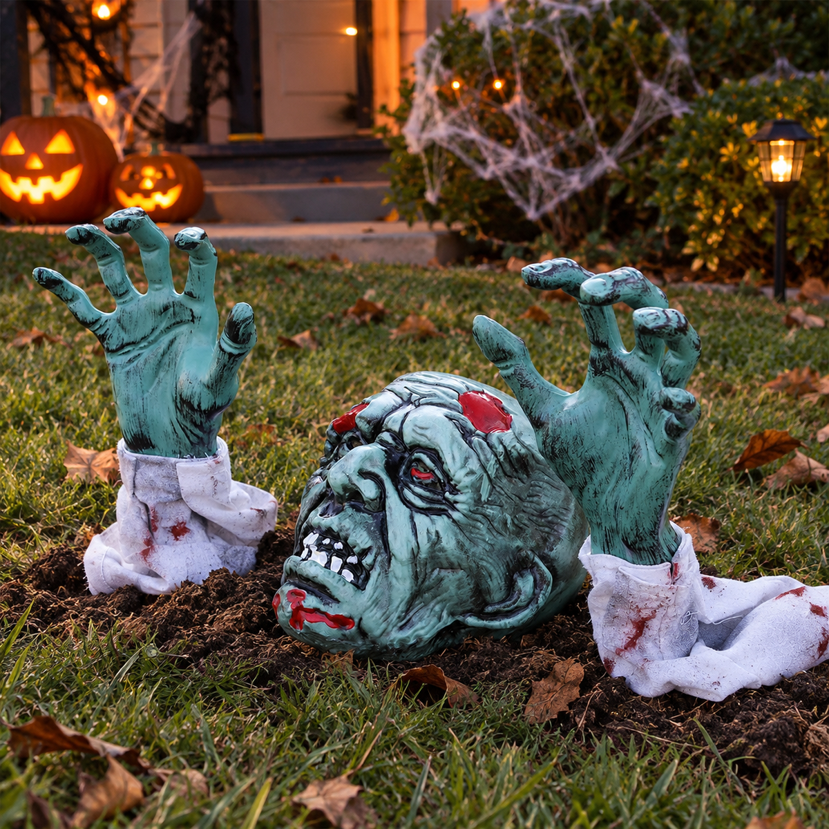 Halloween Zombie Garden Stakes: 3-Piece Outdoor Yard Decoration Set