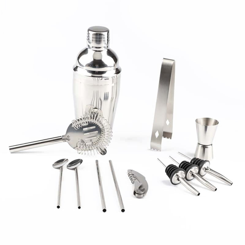 Cocktail Shaker with Wooden Stand Set 750ml - 12pc