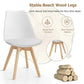 MFurn 4PCS Mid Century Dining Chairs Modern Armless White Wood Legs