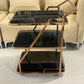 MFurn Gold Bar Carts with 3-Tier Storage Shelves, Home Bar Serving Carts.
