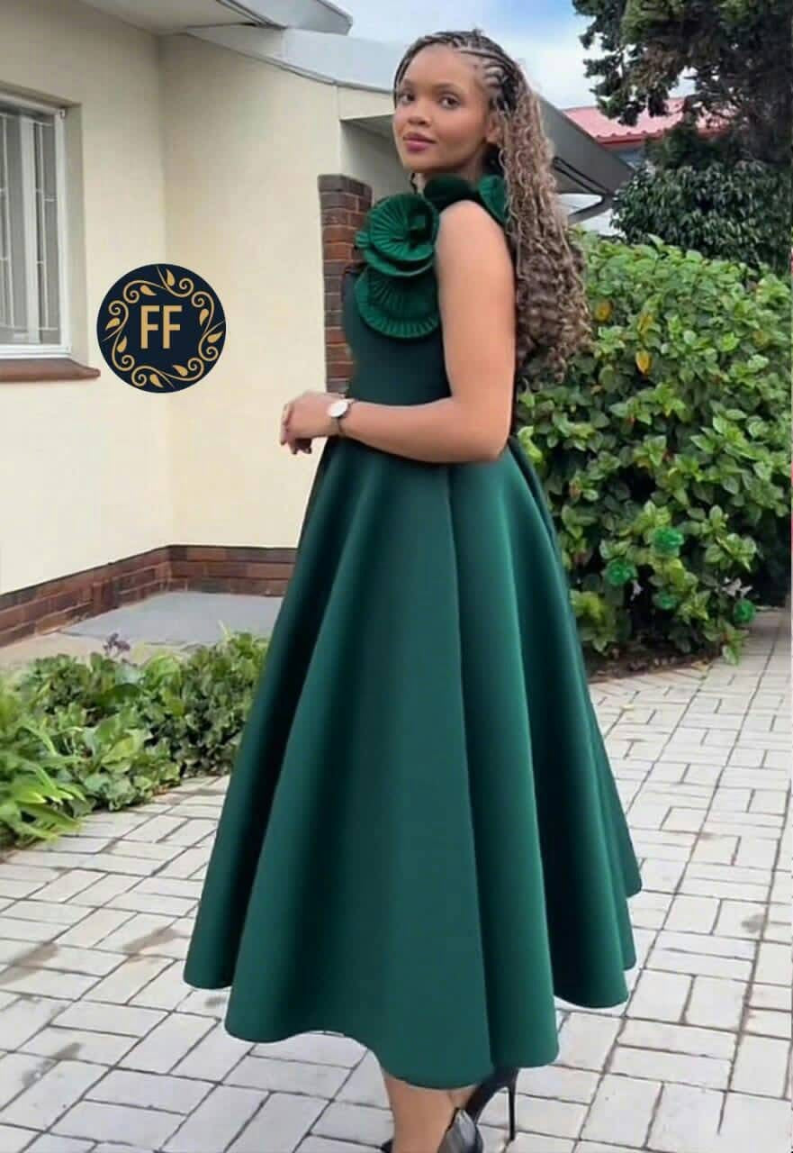 Summer New Ruffle Leaf Edge High Waist A-shaped Skirt Banquet Party Dress-Various Colours