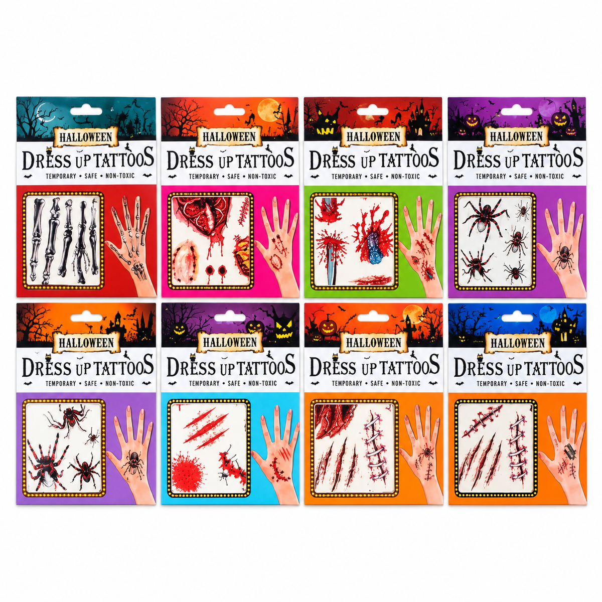 Halloween Dress Up Tattoos, Zombie and Vampire Makeup Kit, Fake Scars and Wounds