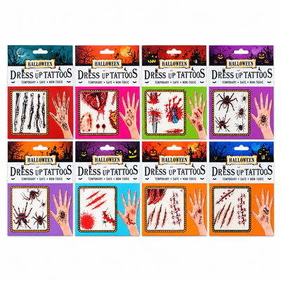 Halloween Dress Up Tattoos, Zombie and Vampire Makeup Kit, Fake Scars and Wounds