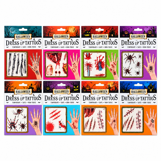 Halloween Dress Up Tattoos, Zombie and Vampire Makeup Kit, Fake Scars and Wounds
