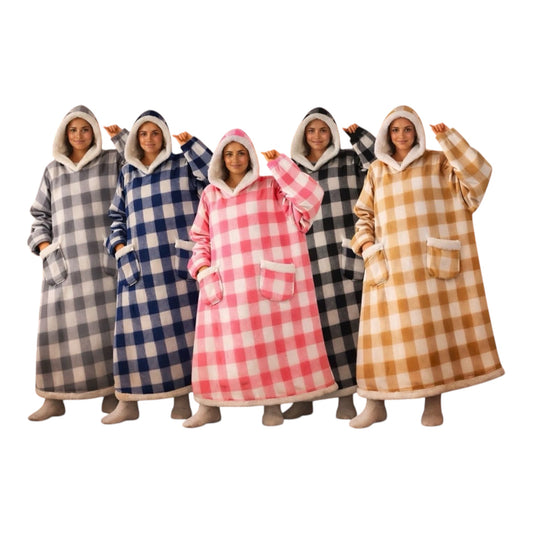 Winter Unisex Hooded Blanket Plush Oversized Wearable Fleece- Various Colours
